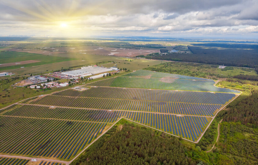 solar power plant field aerial view solar panels 1