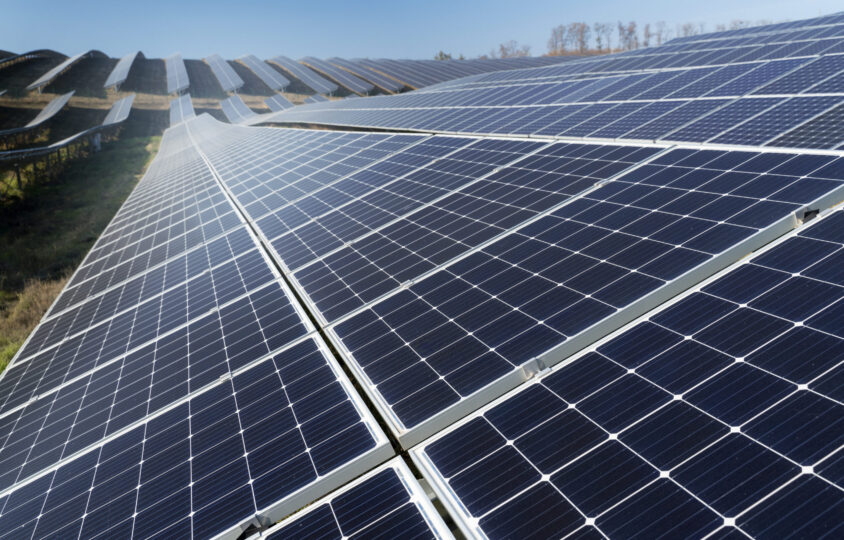 beautiful alternative energy plant with solar panels