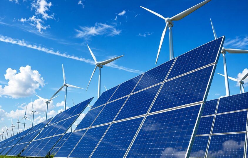 solar farm wind turbines