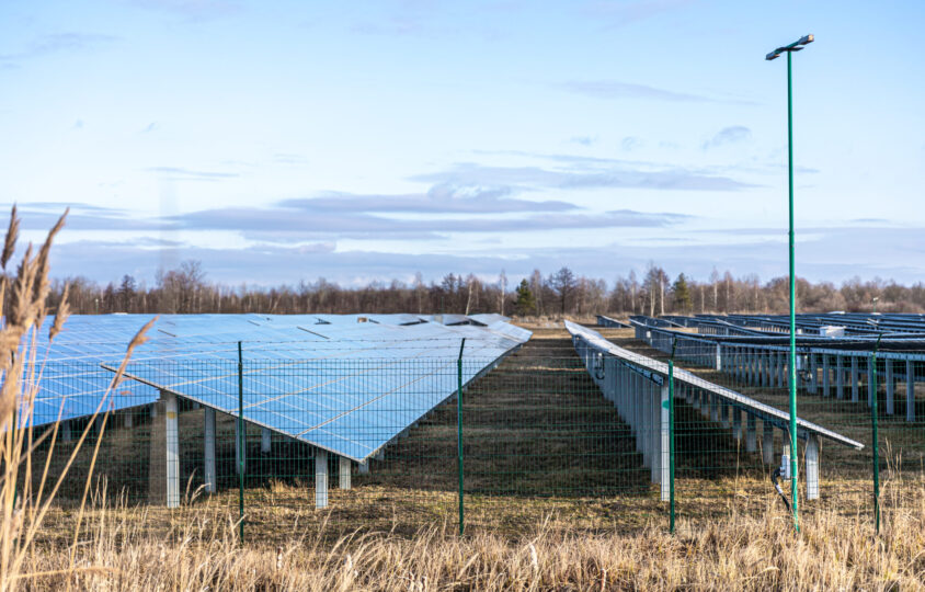 electric farm with panels producing clean ecologic energy